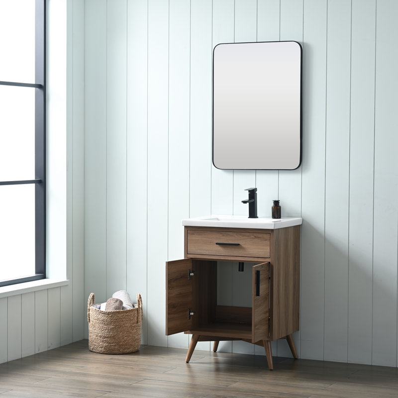 Mercury Row® Binford 24.4'' Single Bathroom Vanity with Ceramic Vanity